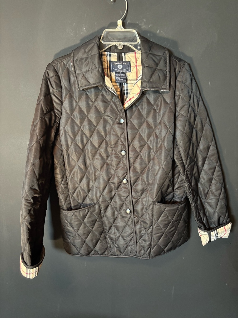 O’Kief & O’Kief Black Quilted Snap-Front Puffer Jacket-small